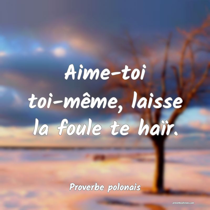 Aime-toi toi-même, laisse la foule te haïr.