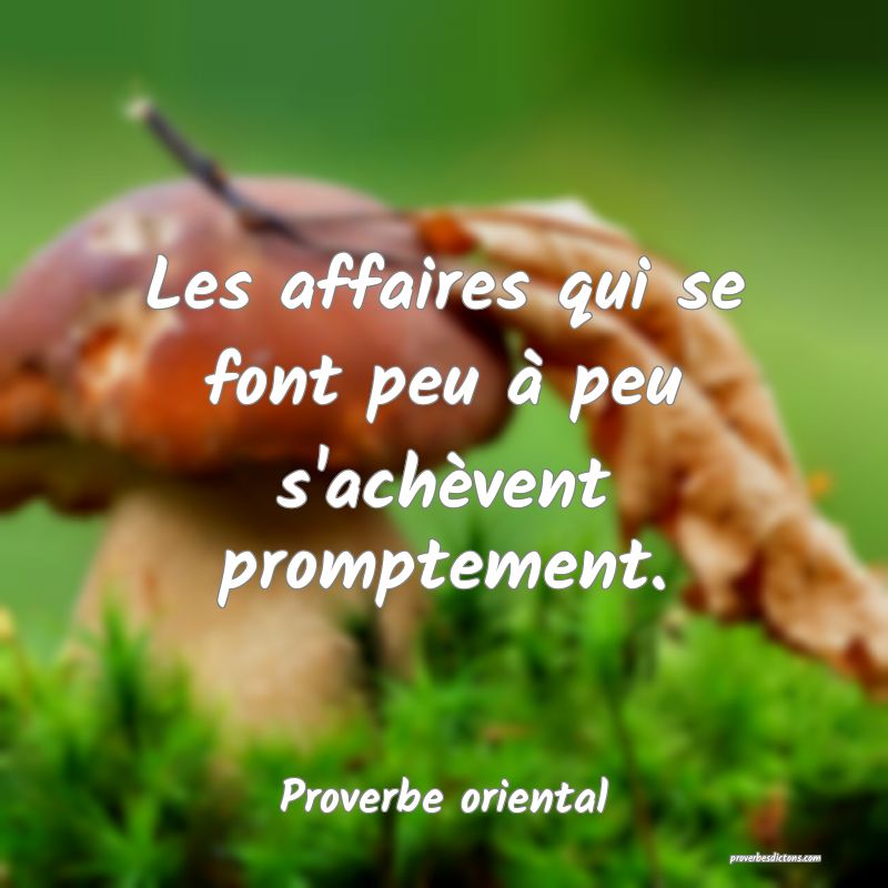 Les affaires qui se font peu à peu s'achèvent promptement.