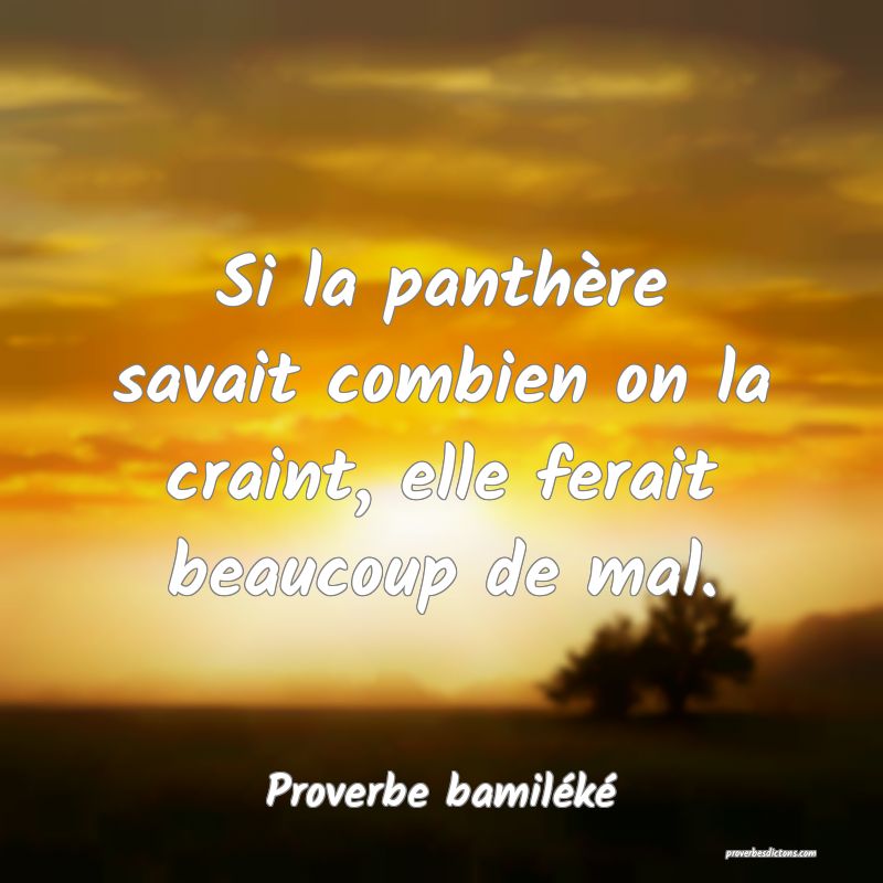 Si la panthère savait combien on la craint, elle ferait beaucoup de mal.