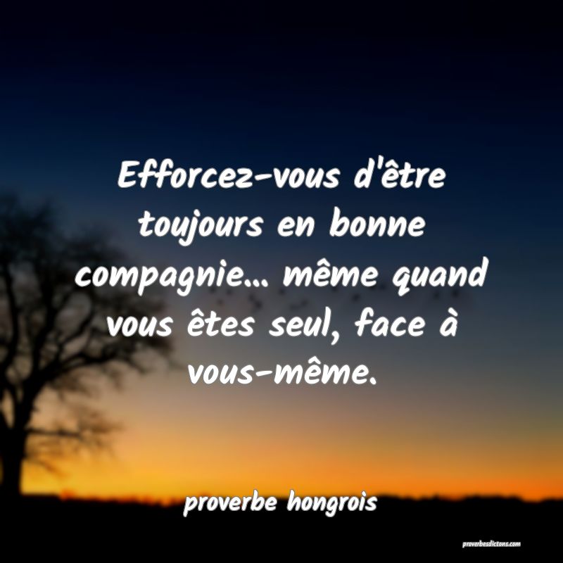  Efforcez-vous d'être toujours en bonne compagnie... même quand vous êtes seul, face à vous-même.