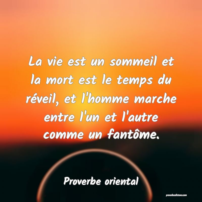 La vie est un sommeil et la mort est le temps du réveil, et l'homme marche entre l'un et l'autre comme un fantôme.