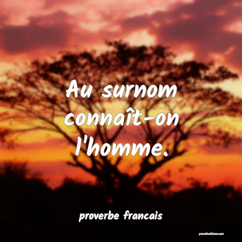 Au surnom connaît-on l'homme.
