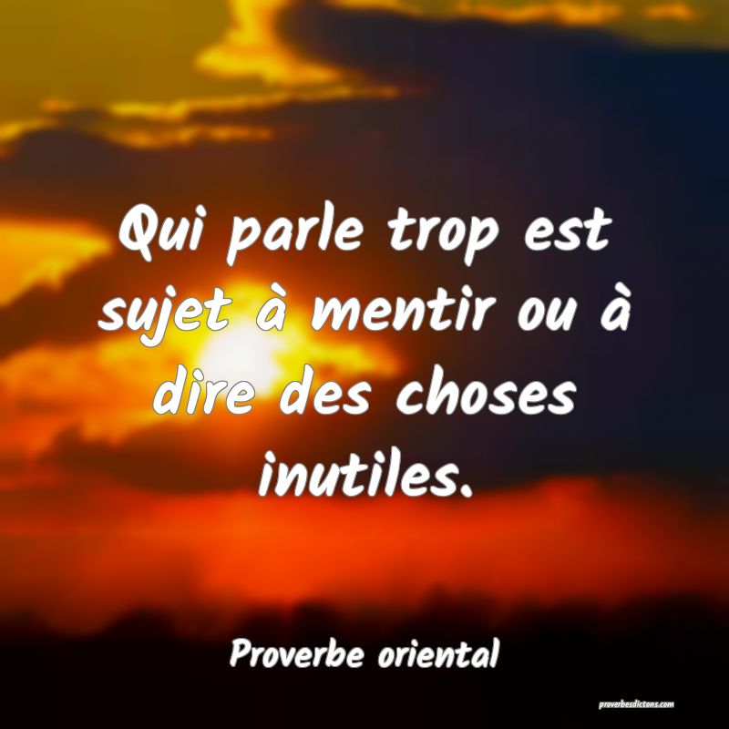 Qui parle trop est sujet à mentir ou à dire des choses inutiles.