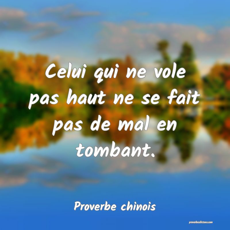 Celui qui ne vole pas haut ne se fait pas de mal en tombant.