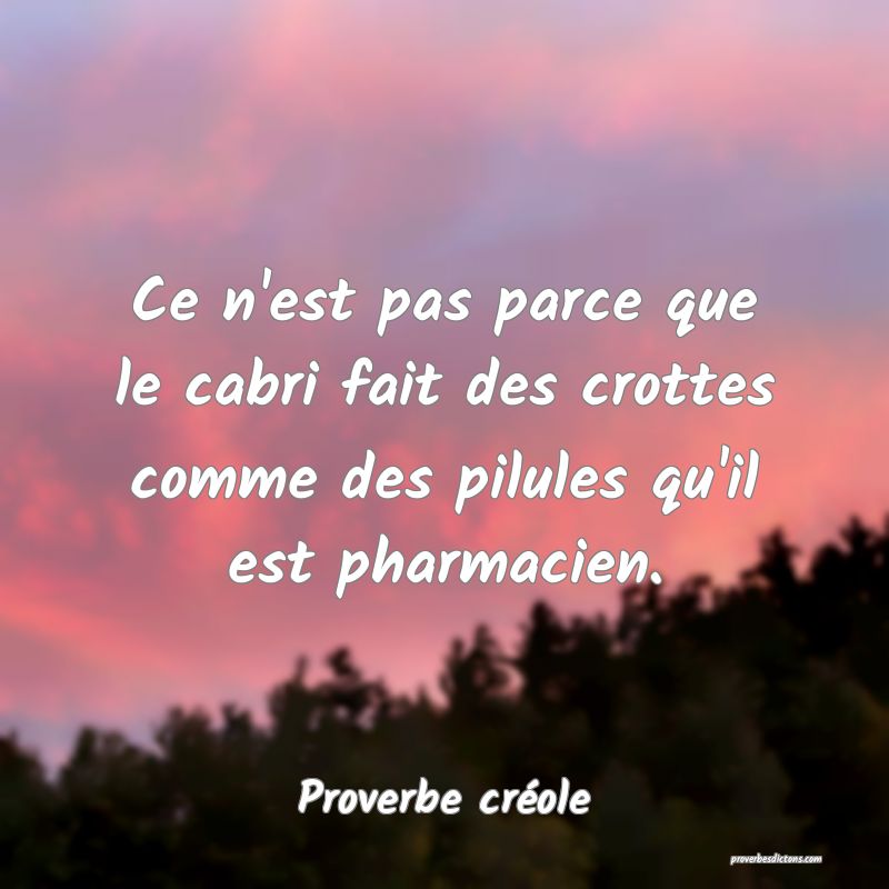Ce n'est pas parce que le cabri fait des crottes comme des pilules qu'il est pharmacien.
