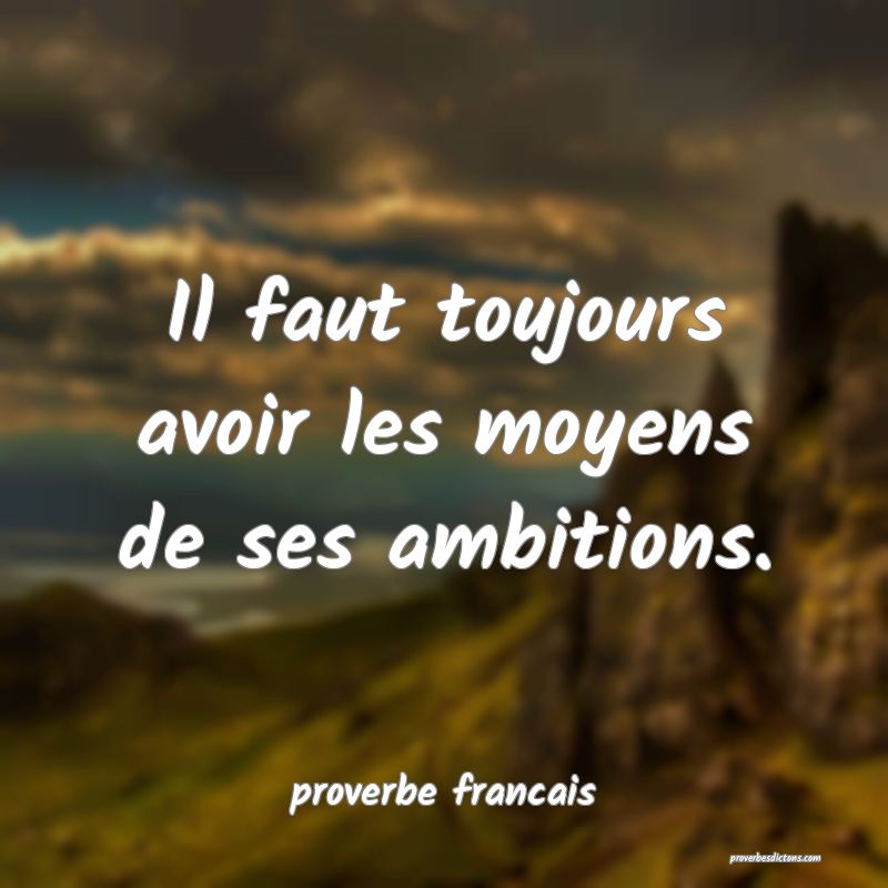 Il faut toujours avoir les moyens de ses ambitions.