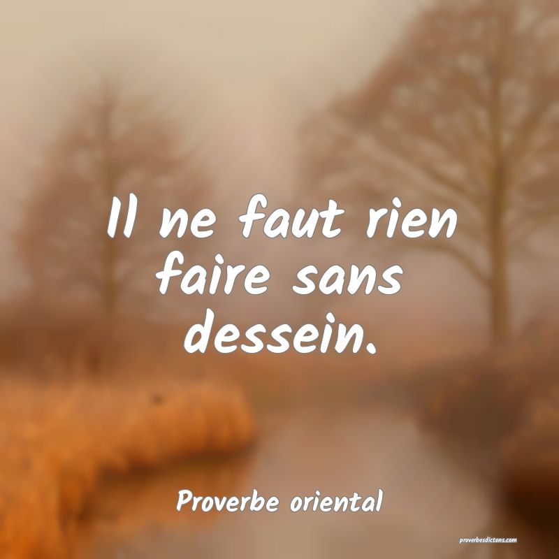 Il ne faut rien faire sans dessein.