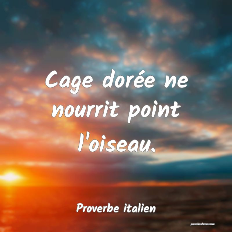 Cage dorée ne nourrit point l'oiseau.