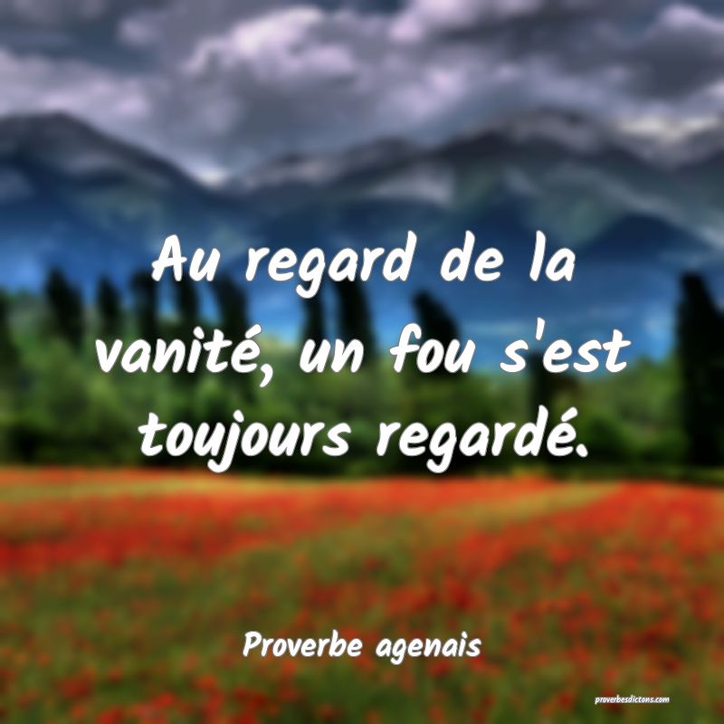 Au regard de la vanité, un fou s'est toujours regardé.