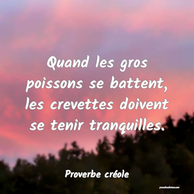 Quand les gros poissons se battent, les crevettes doivent se tenir tranquilles.