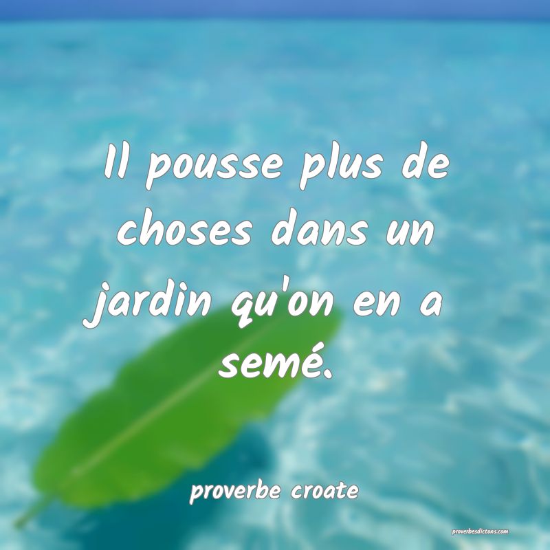  Il pousse plus de choses dans un jardin qu'on en a semé.
