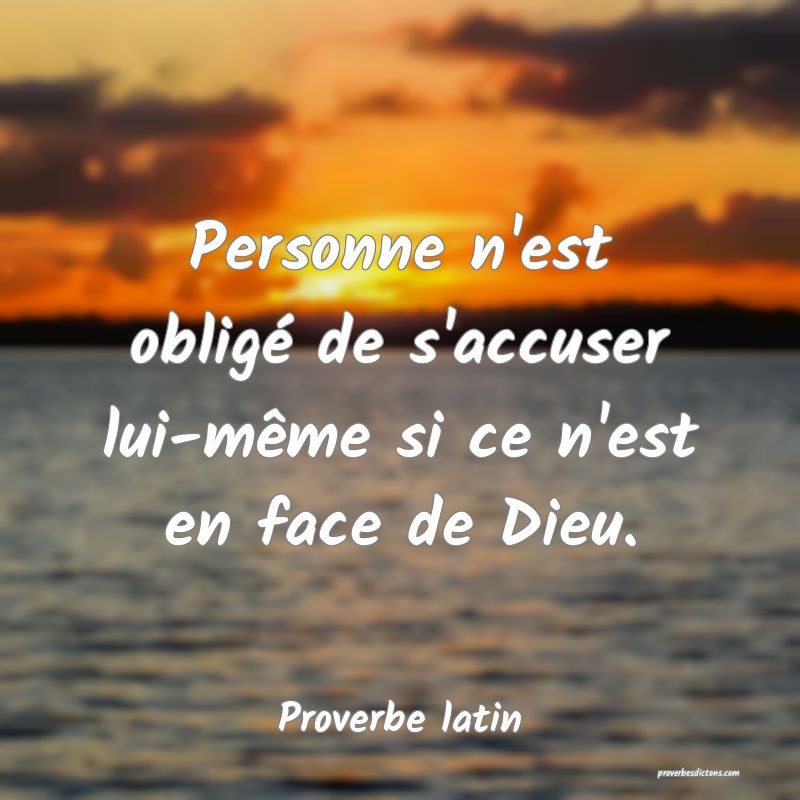 Personne n'est obligé de s'accuser lui-même si ce n'est en face de Dieu.