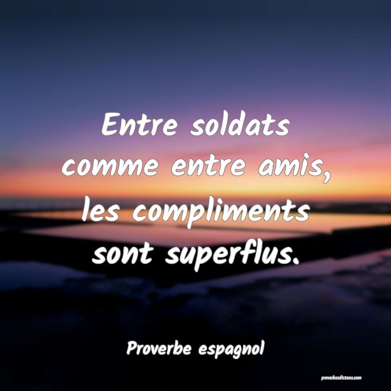 Entre soldats comme entre amis, les compliments sont superflus.