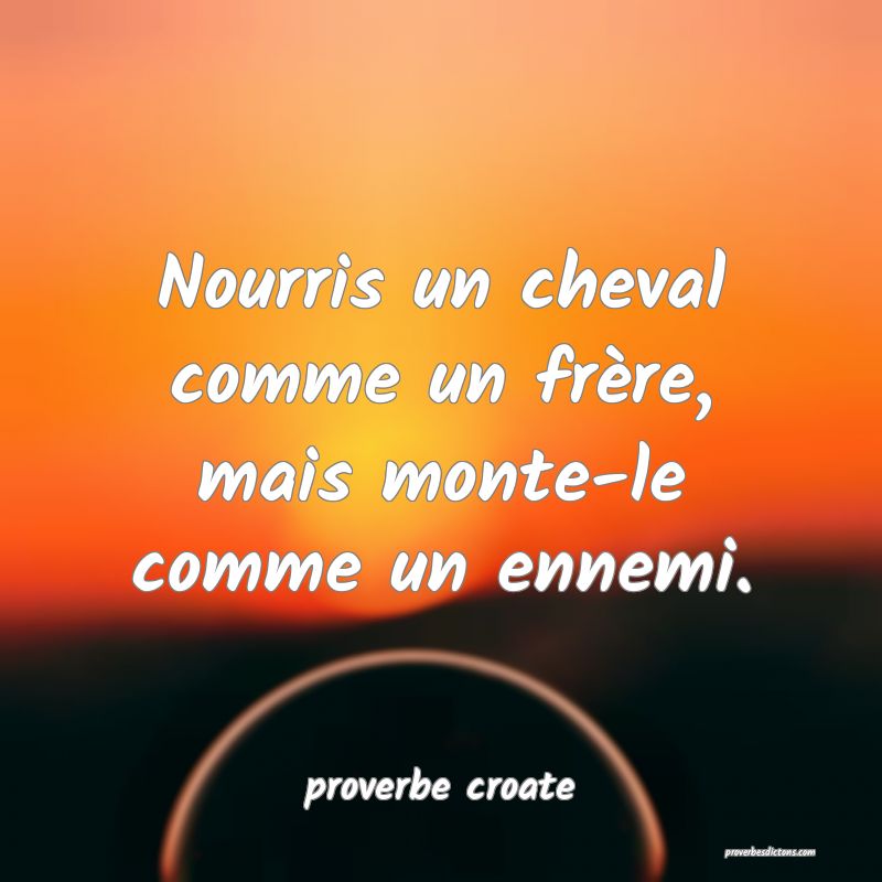  Nourris un cheval comme un frère, mais monte-le comme un ennemi.