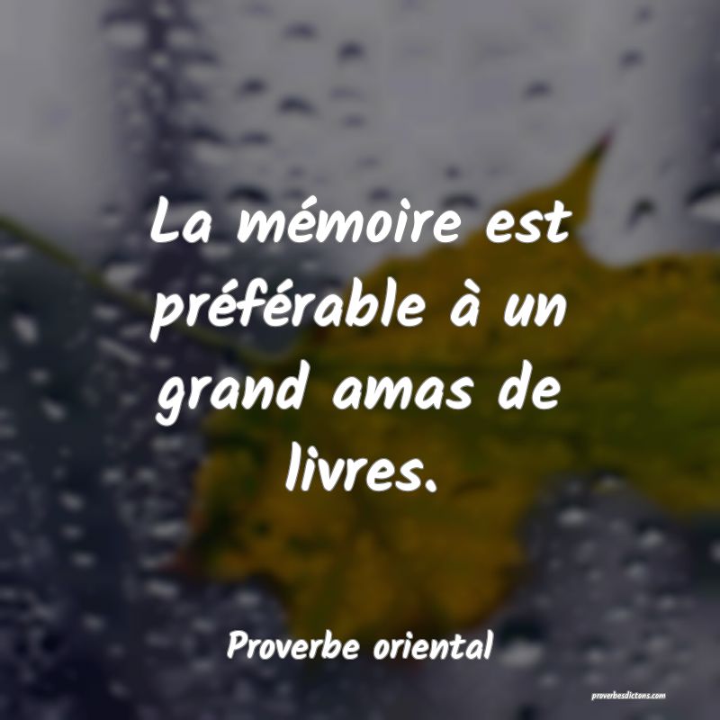 La mémoire est préférable à un grand amas de livres.