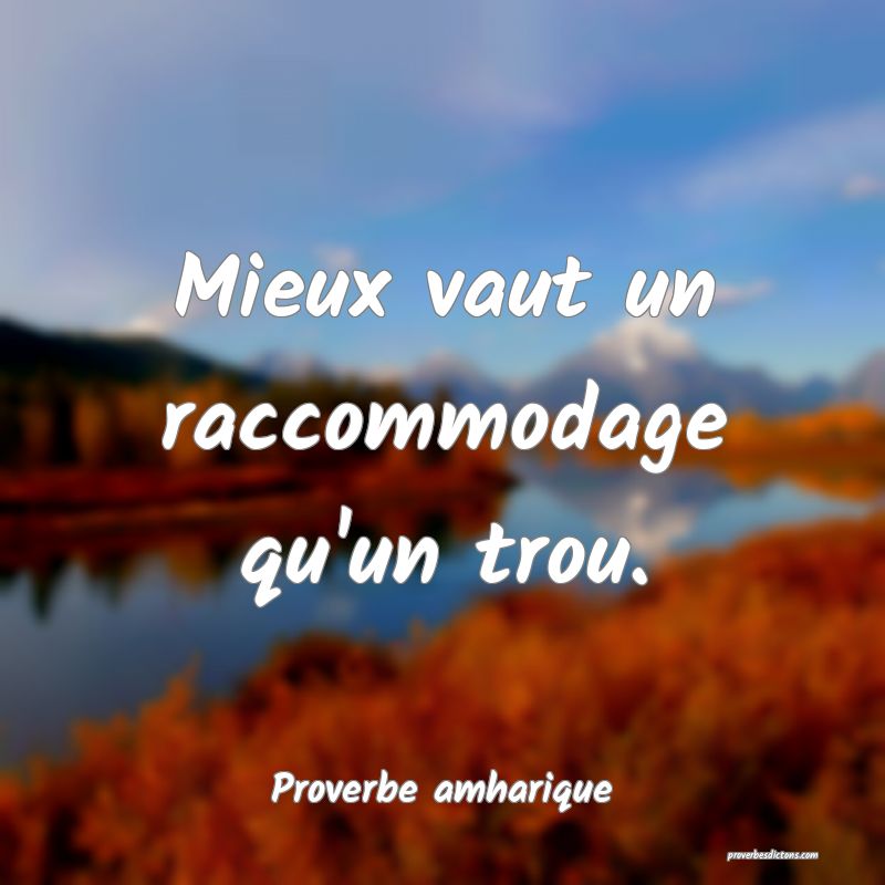 Mieux vaut un raccommodage qu'un trou.