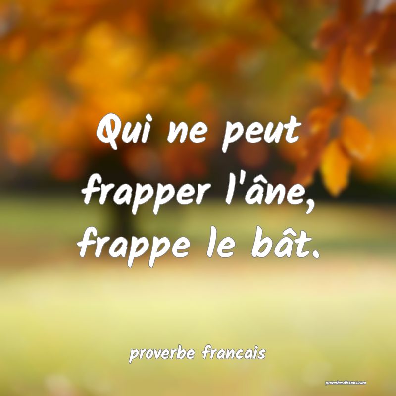 Qui ne peut frapper l'âne, frappe le bât.
