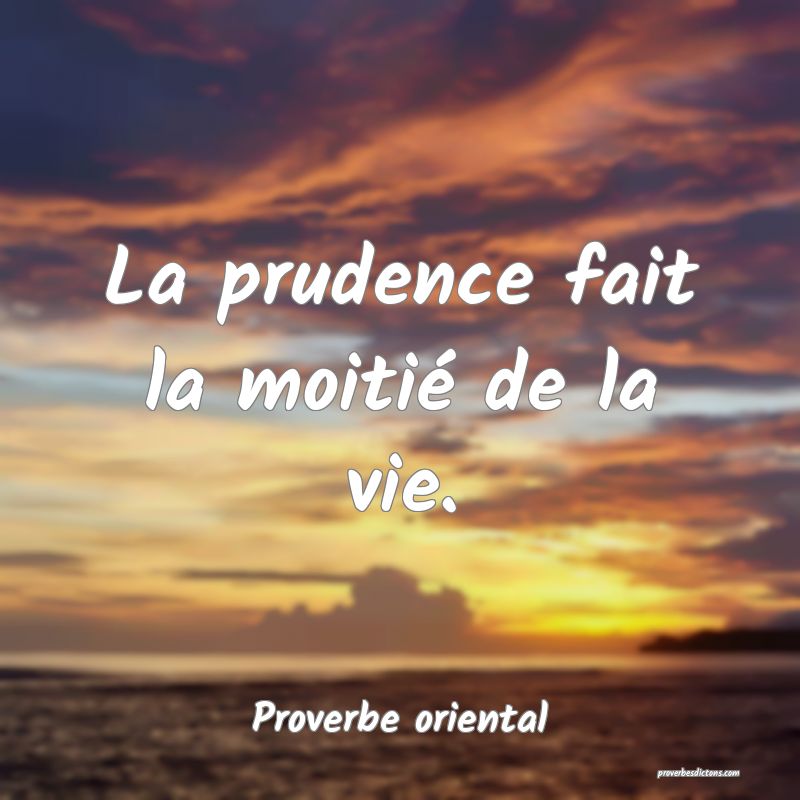 La prudence fait la moitié de la vie.