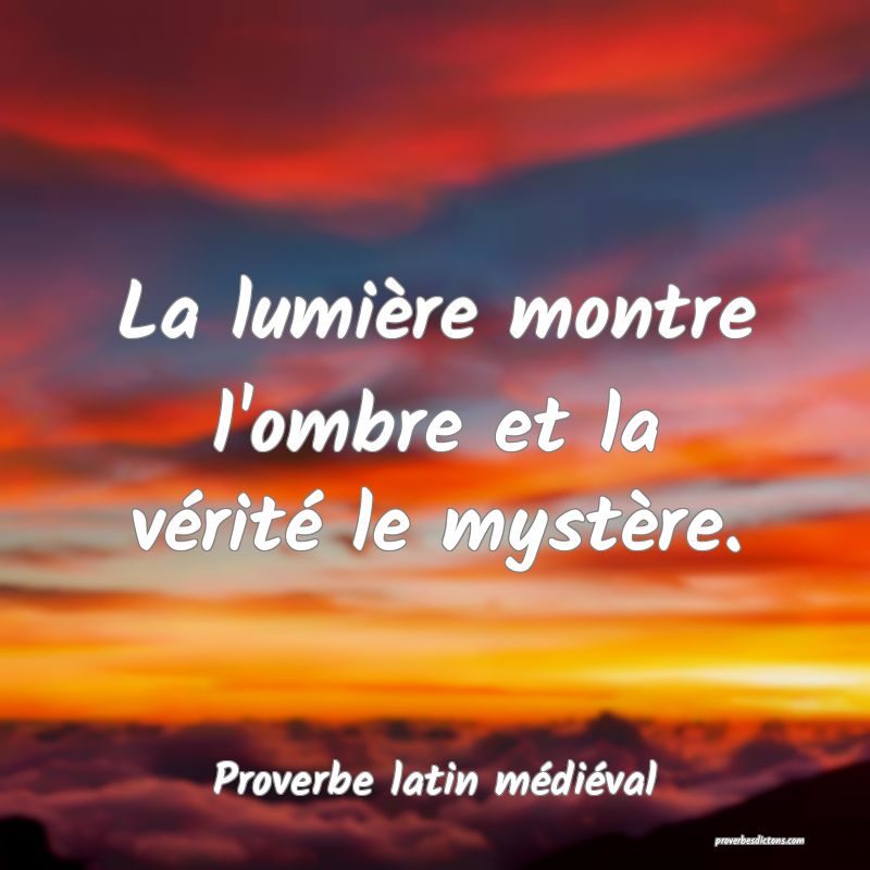 La lumière montre l'ombre et la vérité le mystère.