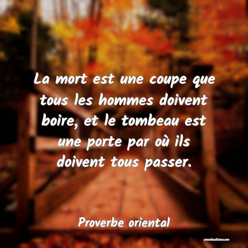 La mort est une coupe que tous les hommes doivent boire, et le tombeau est une porte par où ils doivent tous passer.