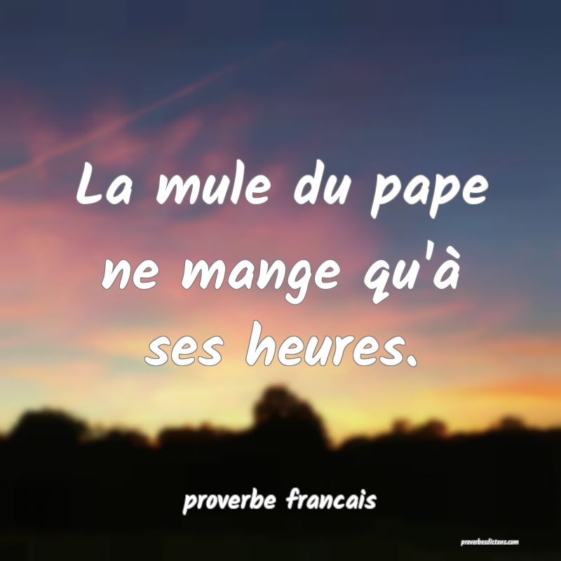 La mule du pape ne mange qu'à ses heures.