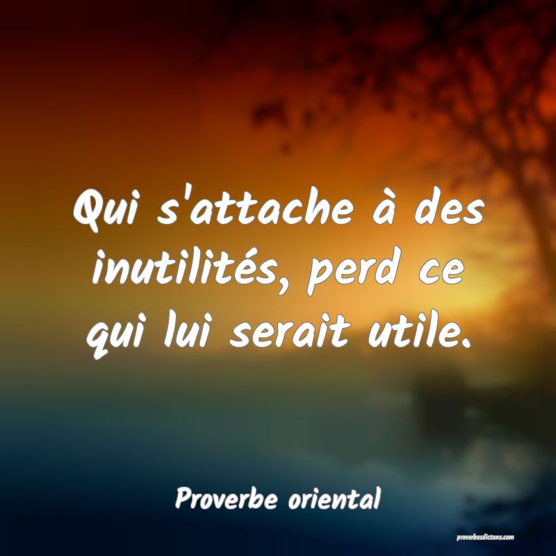 Qui s'attache à des inutilités, perd ce qui lui serait utile.