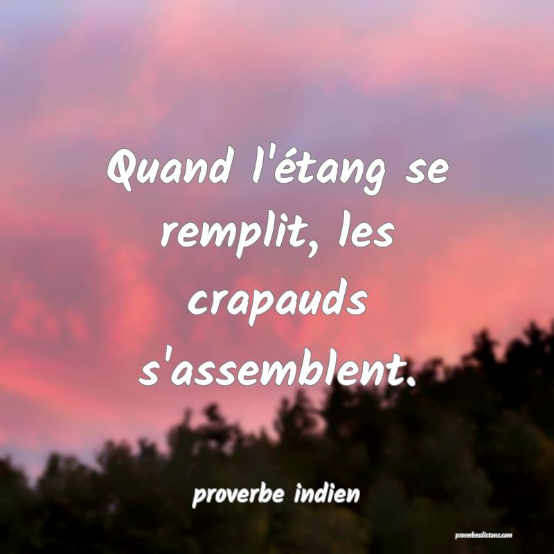 Quand l'étang se remplit, les crapauds s'assemblent.