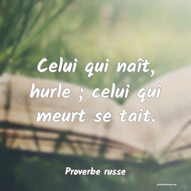 Celui qui naît, hurle ; celui qui meurt se tait.