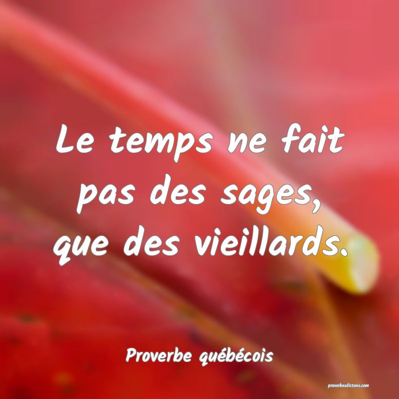  Le temps ne fait pas des sages, que des vieillards.