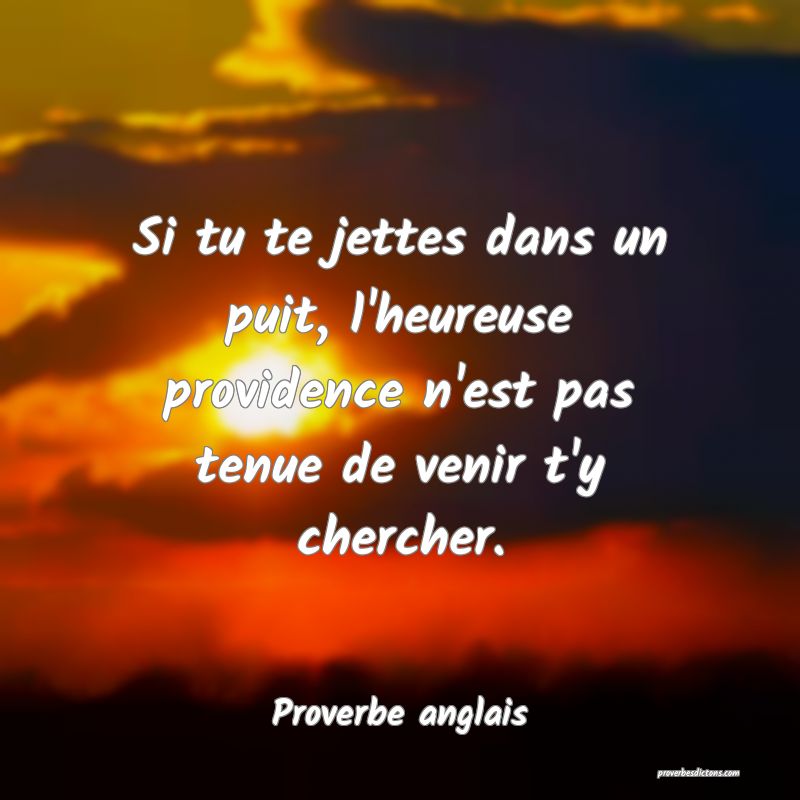 Si tu te jettes dans un puit, l'heureuse providence n'est pas tenue de venir t'y chercher.