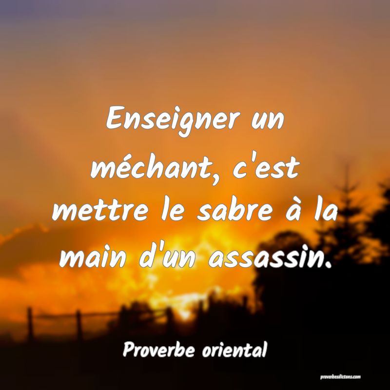 Enseigner un méchant, c'est mettre le sabre à la main d'un assassin.