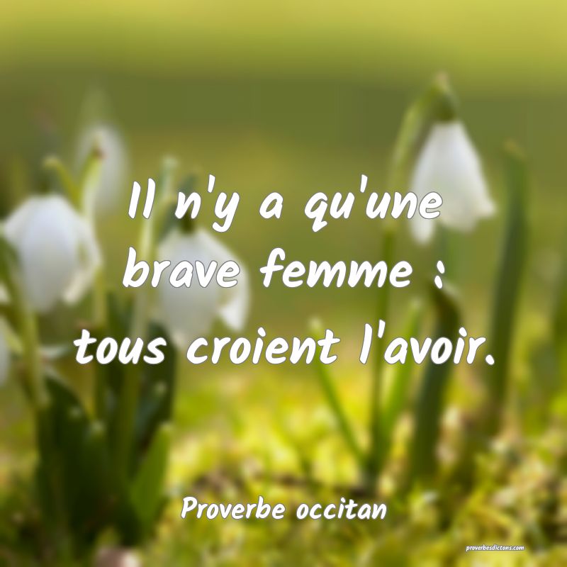 Il n'y a qu'une brave femme : tous croient l'avoir.