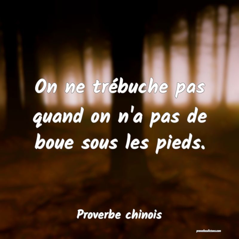 On ne trébuche pas quand on n'a pas de boue sous les pieds.