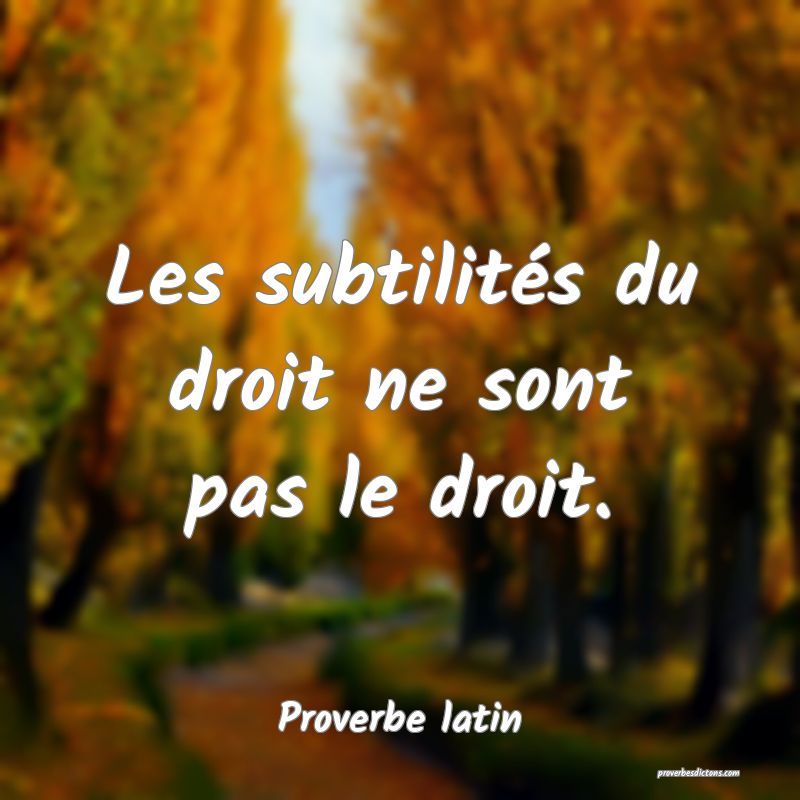 Les subtilités du droit ne sont pas le droit.