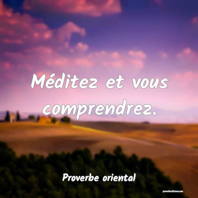Méditez et vous comprendrez.