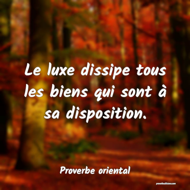 Le luxe dissipe tous les biens qui sont à sa disposition.