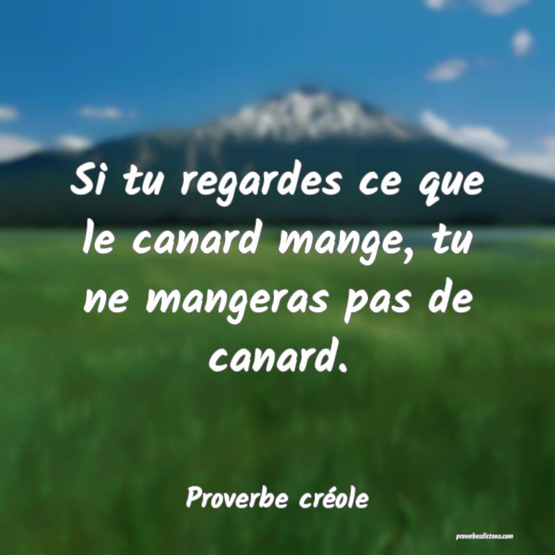 Si tu regardes ce que le canard mange, tu ne mangeras pas de canard.