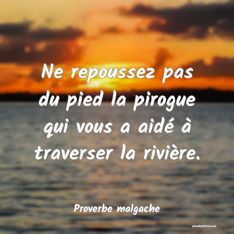 Ne repoussez pas du pied la pirogue qui vous a aidé à traverser la rivière.