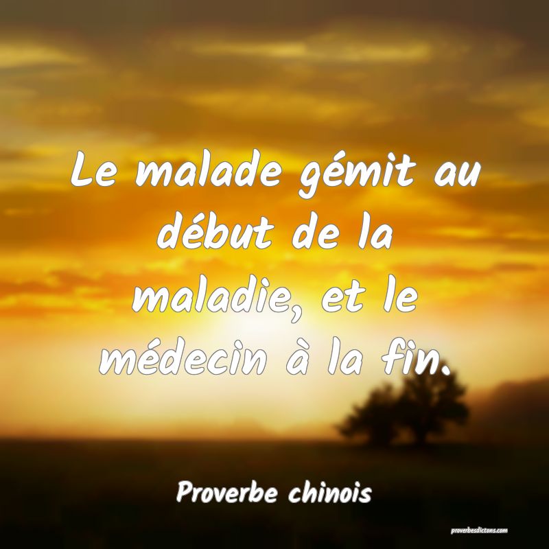 Le malade gémit au début de la maladie, et le médecin à la fin.