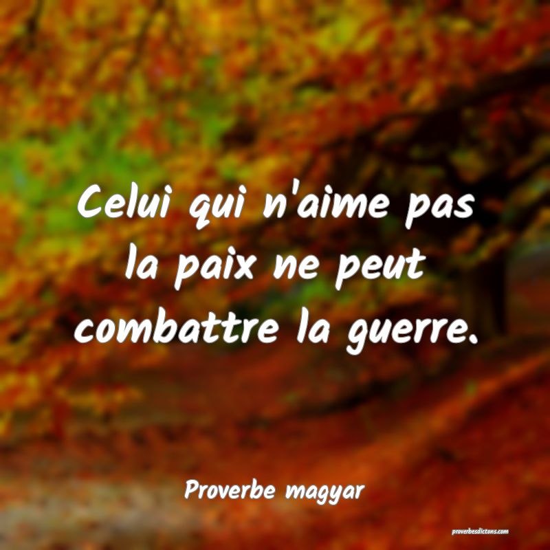 Celui qui n'aime pas la paix ne peut combattre la guerre.