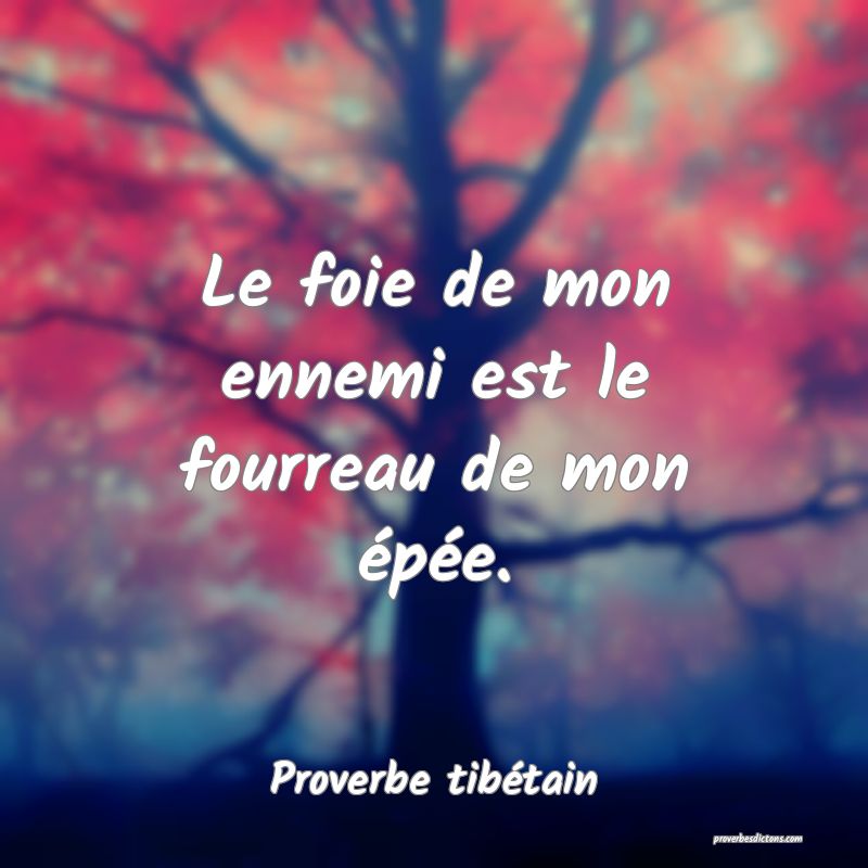 Le foie de mon ennemi est le fourreau de mon épée.