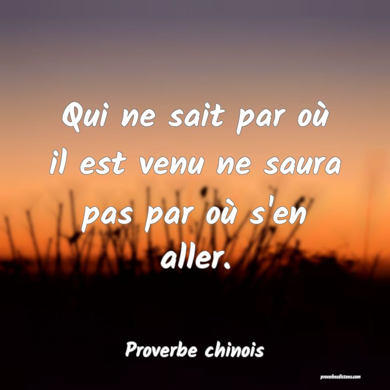 Qui ne sait par où il est venu ne saura pas par où s'en aller.