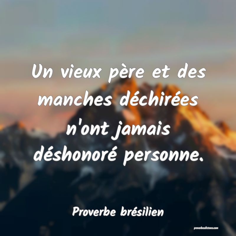 Un vieux père et des manches déchirées n'ont jamais déshonoré personne.