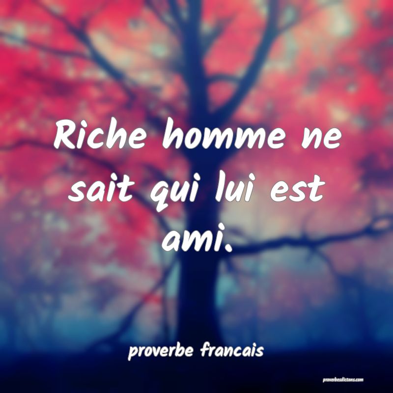 Riche homme ne sait qui lui est ami.