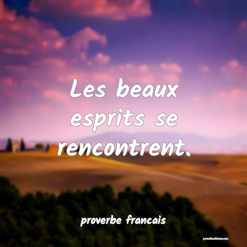  Les beaux esprits se rencontrent.