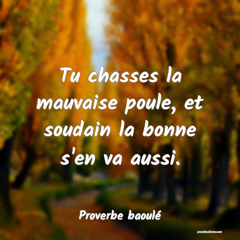 Tu chasses la mauvaise poule, et soudain la bonne s'en va aussi.