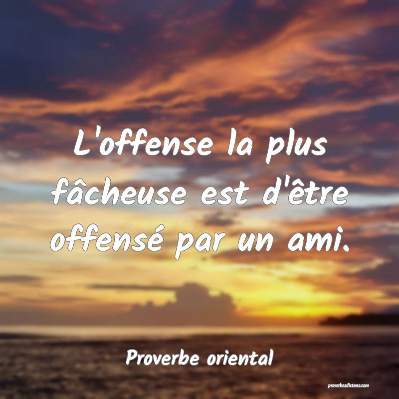 L'offense la plus fâcheuse est d'être offensé par un ami.