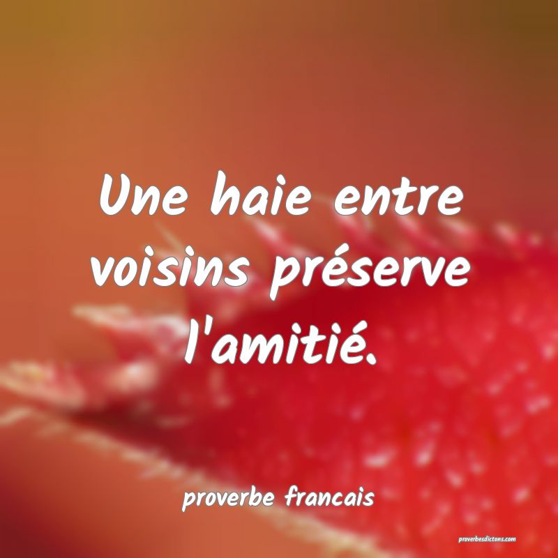 Une haie entre voisins préserve l'amitié.