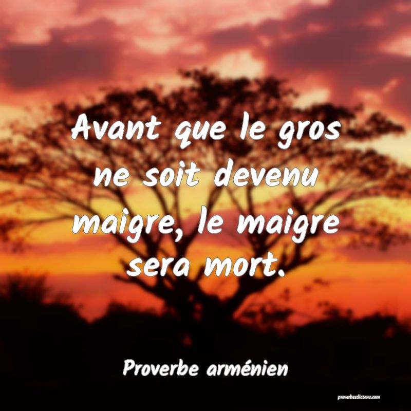 Avant que le gros ne soit devenu maigre, le maigre sera mort.