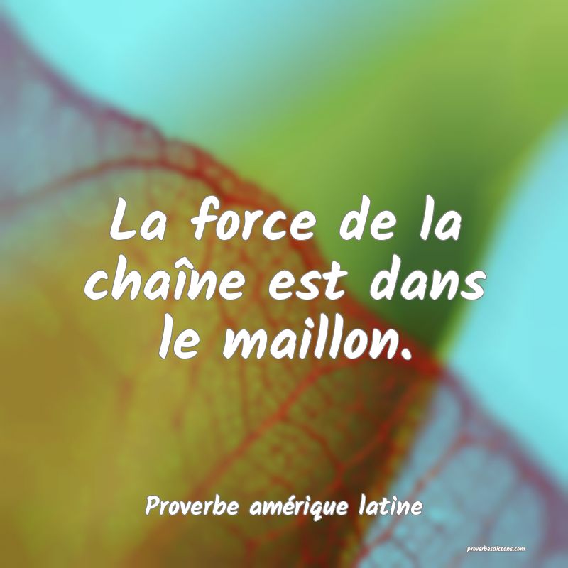 La force de la chaîne est dans le maillon.